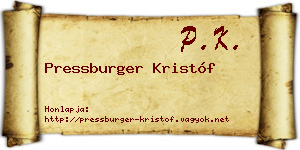 Pressburger Kristóf névjegykártya